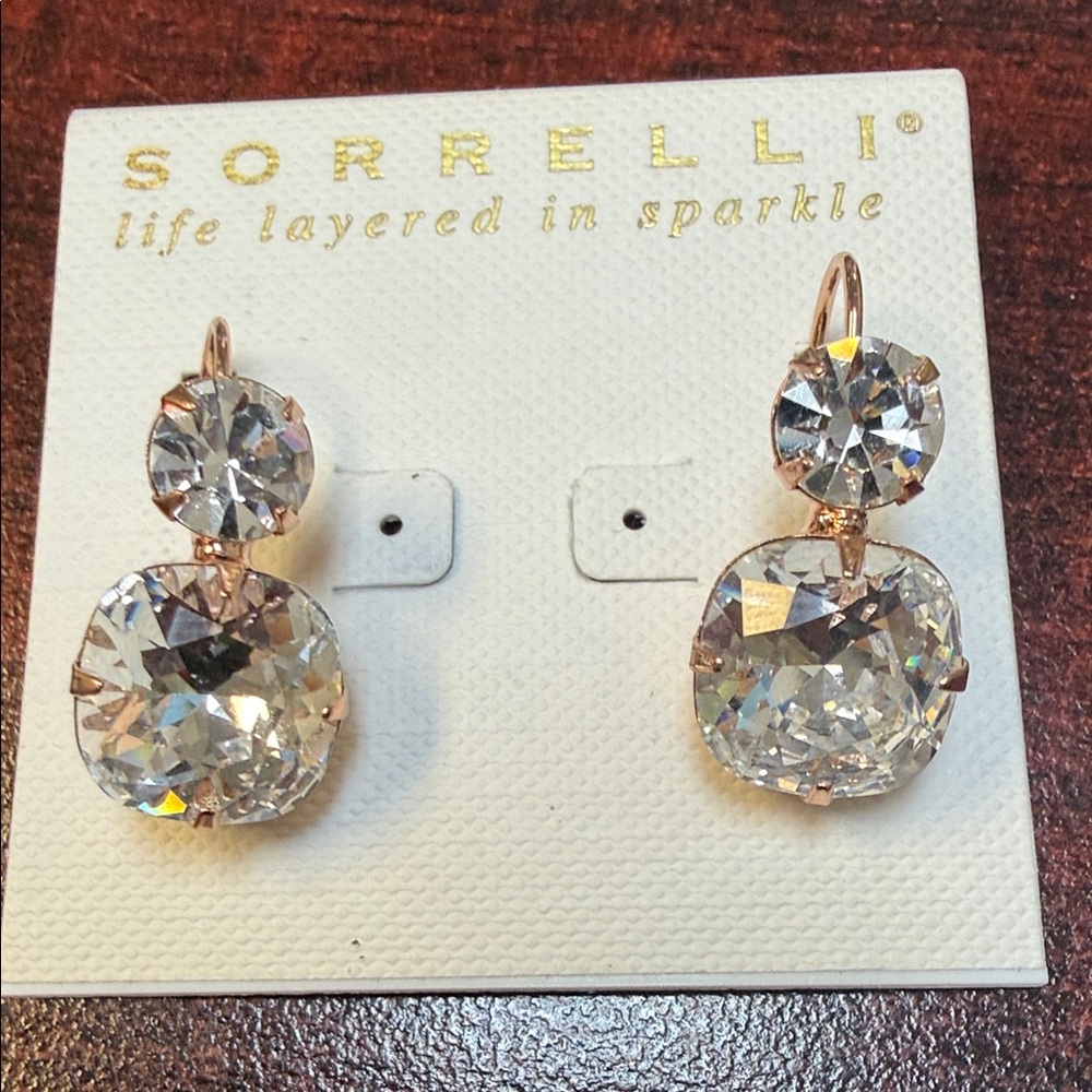 Sorrelli Rose Gold Earrings with Clear Crystals
